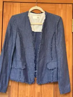 DIXMI デニム調 ノーカラージャケット Lサイズ