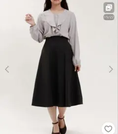 トルディア　フロントフリル長袖ブラウス　ボウタイ　アクセ付き　オフィス　上品　Lのサムネイル