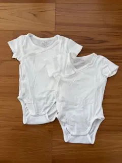 ロンパース　ボディスーツ　肌着　半袖　ホワイト　2点セット　6-9M H&M