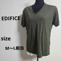 『EDIFICE』半袖カットソー【M相当】 レイヤード風 カーキ 重ね着のサムネイル