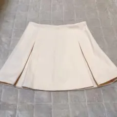 GRL インパン裏地付きボックスプリーツフレアミニスカートアイボリー　mei41