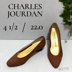 【日本製】シャルルジョルダン スエード パンプス ブラウン 4.5 22.0のサムネイル