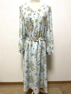 ロペピクニック 花柄ワンピース　長袖 ロング丈 ウエストベルト付　サイズ40