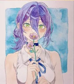チェンソーマン レゼ 手描きイラスト 色紙 ファンアート - メルカリ