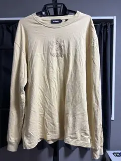 XLARGE クリーム色 ロゴ刺繍 長袖Tシャツ L