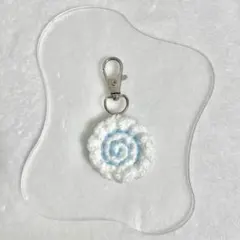 【No.417】キーホルダー 編み物 なるとまき ブルー