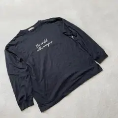 Minun. Tシャツ 長袖 ブラック 英字ロゴ クルーネック コットン100%