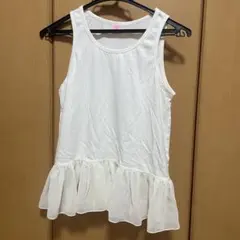 メゾピアノ mezzo piano フリルタンクトップ 白