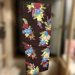 浴衣 単品 ダークブラウン 花柄 Ｌサイズ
