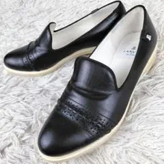 美品 LANVIN en Bleu 標誌 皮鞋 圓頭樂福鞋 黑色