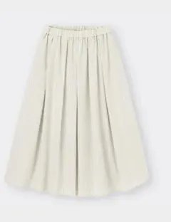 GU タックフレアミディスカート(ストライプ) 01 OFF WHITE M