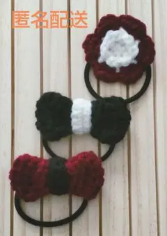 お花とリボンの ヘアゴム３個セット