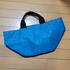 青色トートバッグ 内外ポケット付き