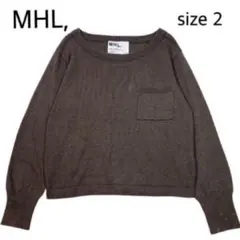 【size 2】 MHL マーガレットハウエル　コットンウールニット　胸ポケット