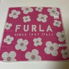 FURLA 大判タオルハンカチ ピンク 花柄