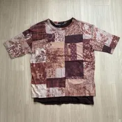 パッチワーク風プリント 2枚重ねTシャツのサムネイル