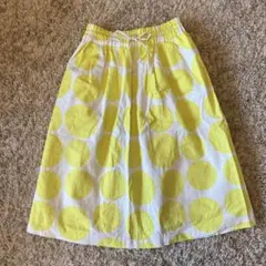 ローリーズファーム　イエローとホワイトのドットスカート　130〜140