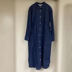 無印　デニム長袖シャツワンピース Lサイズ ブルー