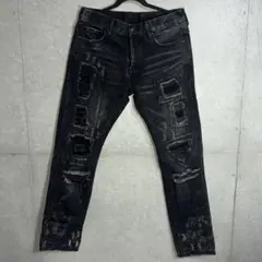 DOPE Y2K グランジ クラッシュブラックデニムパンツ ダメージデニムのサムネイル