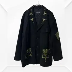 2434☆nicole ニコル　レザージャケット　羊革　ブラック　毛80％　古着のサムネイル