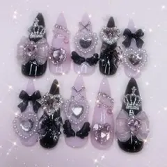 ネイルチップ ワンホン ちゅるん チェック 量産型 韓国 スナ系