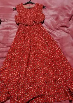 ナチュラルビューティ花柄マキシドレス