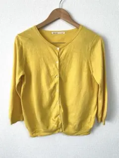 ehkä söpö イエロー カーディガン 五分袖オフィスカジュアル春夏