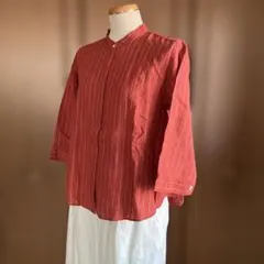 未使用！無印良品　リネン洗いざらしスタンドカラー七分袖ブラウス¥4990-