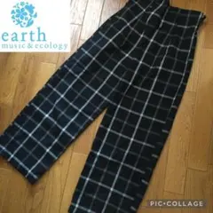 earth music&ecology ブラック・ホワイトチェック カジュアルパ