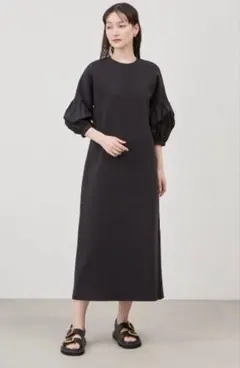 ミラオーウェン　　パフブラウスカットドッキングワンピース