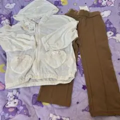 薄い上着110.あったかブラウンロングパンツ 100