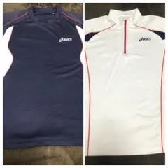 【中古品】アシックス asics Tシャツ 2枚セット（ホワイト&ネイビー）
