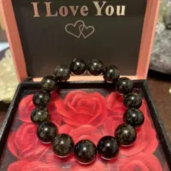 天然石ブレスレット　ブラックルチルクォーツ 大玉