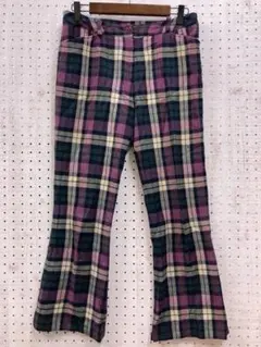 iiMK 古着 トラッド マニッシュ チェック フレアスラックスパンツのサムネイル