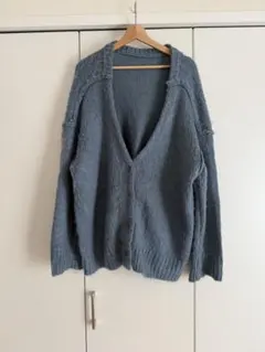 【FREAK’S STORE】深Vネックシャギー2Wayカーディガン ブルー F