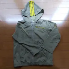 adidas フード付き 薄手 パーカー 120cm オリーブ USED