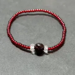 BB60 天然石 パワーストーン 1粒 ガーネット ビーズブレスレット