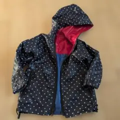 90 リバーシブル　水玉模様フード付き ウインドブレーカー