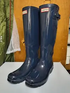 HUNTER ネイビー 長靴 バックル付き