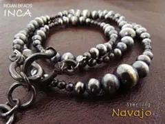 インディアンジュエリー ビーズネックレス ナバホパール グラデーション シルバー