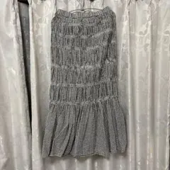 【美品】ジーユー　ギンガムチェック シャーリング ロングスカート　Mのサムネイル