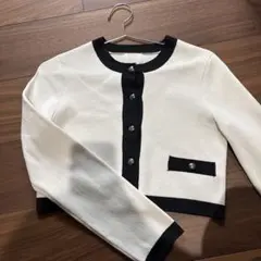 H&M ホワイト ブラック カーディガン XS