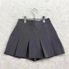 チコ【0】グレー ワイドプリーツ ミニスカパン ウエストバックゴム きれいめ