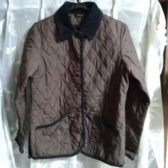 ブラウン キルティングジャケット コーデュロイ襟