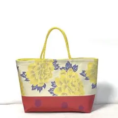 332 帯リメイクバッグ　大輪の花とドット柄　軽量