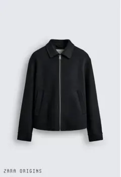 ZARA ORIGINS ウールジッパーブルゾン ブラック 黒 L - メルカリ
