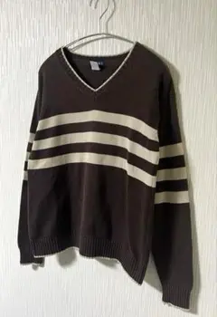 【紺タグ】 90-00s OLD BEAMS Vネック ニットセーター y2kのサムネイル