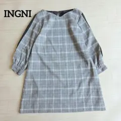 INGNI/イング　チュニック　グレンチェック柄　袖シースルー　M　グレー　秋冬のサムネイル