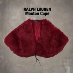 RALPH LAUREN ラルフローレン ムートン ショール ケープ 本革シルク