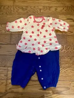 ミキハウスホットビスケッツ星柄ツーウェイ・カバーオール 50-60cm